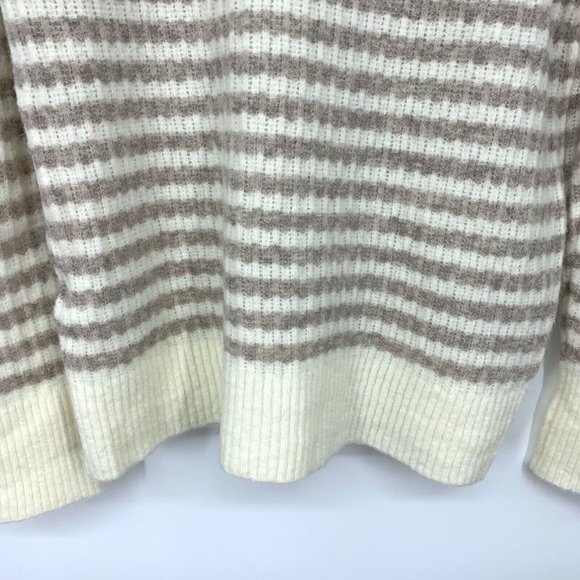Striped Cream and White Turtleneck Sweater - Picture 10 of 11